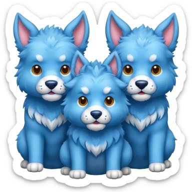 cute blue cerberus (one body, 3 heads) sticker