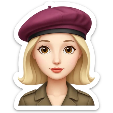 Parisian woman wearing a beret hat sticker