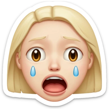 make a super sad face that its crying so hard that his mouth is super wide a normal emoji sticker