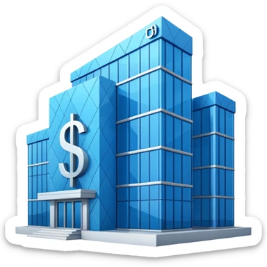 blue bank building with the $ symbol sticker