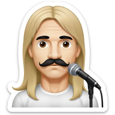face of a rock singer with signature mustache and long hair, inspired by Anthony Kiedis sticker