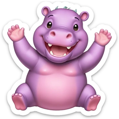 an cheering Happy hippo sticker