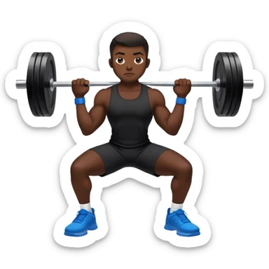 black clothes blue shoes barbell squats sticker