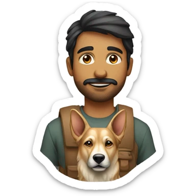 a cool indian 30 year old man with a shepherd retreiver sticker