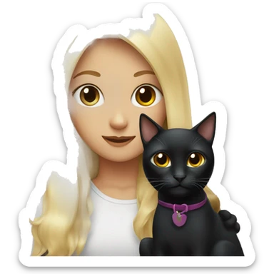 Black cat with blonde girl  sticker