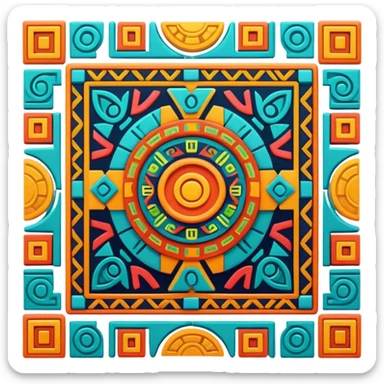 Mixtec pattern with geometric symbols and bright colors sticker