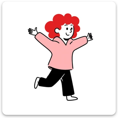 a girl with red curls and a pink hoodie sticker