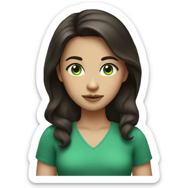 Girl with blu-green eyes and dark brown hair  sticker