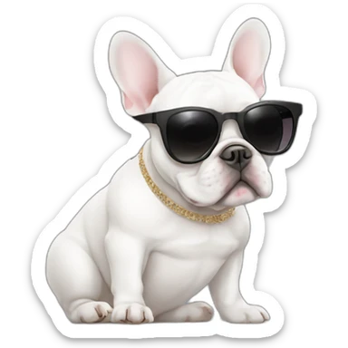 white FRENCH BULLDOg with fashion sunglasses sticker