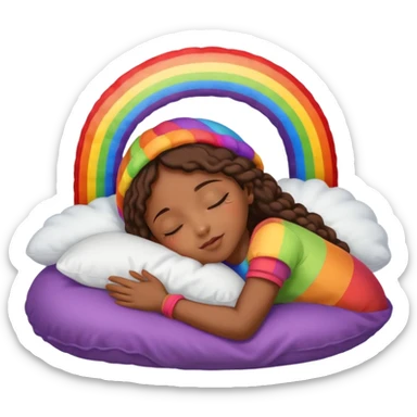 Black girl with rainbow bonnet on sleeping on pillow sticker