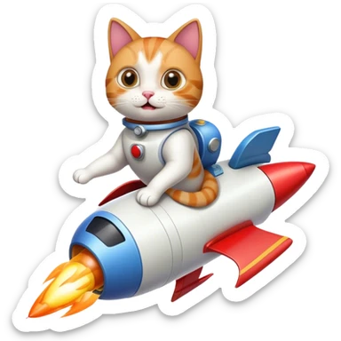 Cat riding a rocket sticker