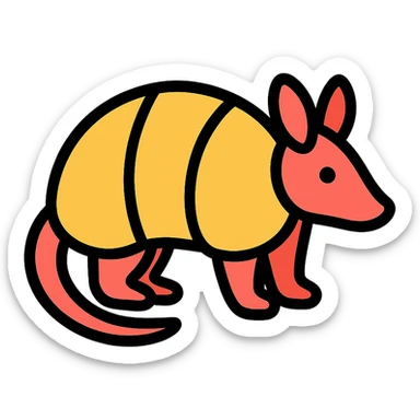 armadillo icon with color outline sticker