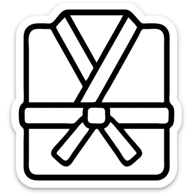 Folded martial arts gi with belt wrapped around it sticker
