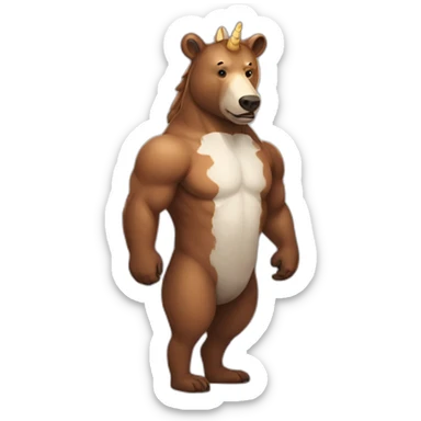 a bear with half horse half human body wearing a unicorn horn sticker