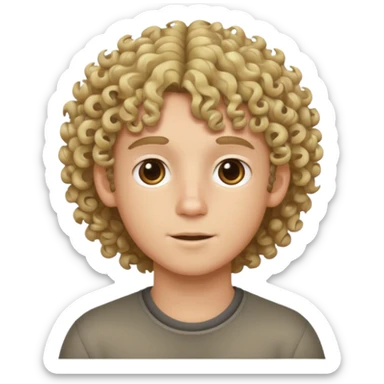 brunette boy with curly hair and blonde tips sticker