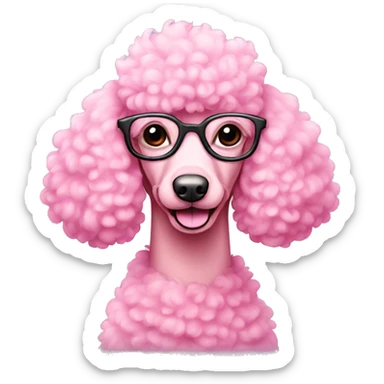pink poodle with glasses sticker