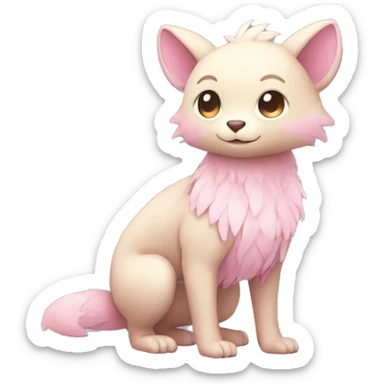 Cute cool beige pink animal hybrid Fakemon full body sticker