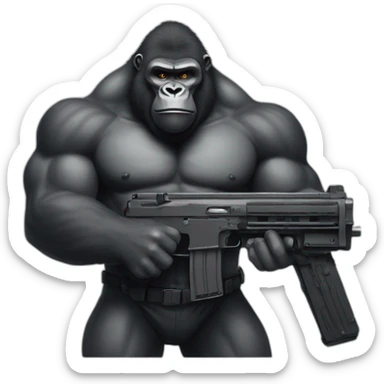 Buff Gorilla holding an M13 gun sticker