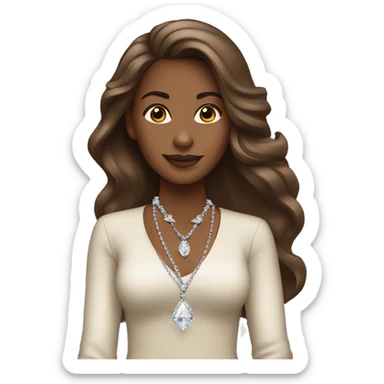 elegant brown skinned woman with long hair and diamond necklace  sticker