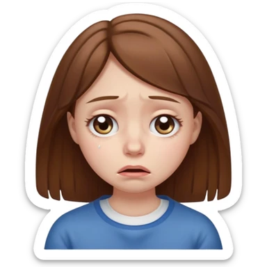 brown haired girl puffy swollen sad eyes sticker