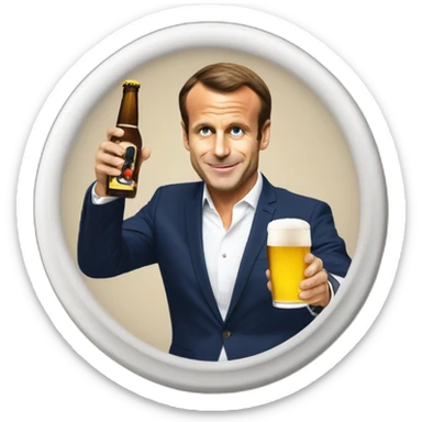 Émanuel macron sur gazo entrain de boire une bière sticker