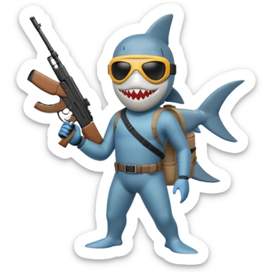 Shark wearing ski mask with a gun in his left hand  sticker