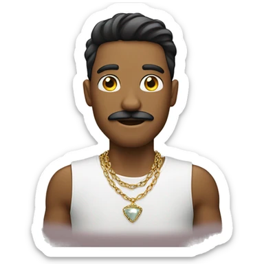 male with jewelry indoors with mustache  sticker