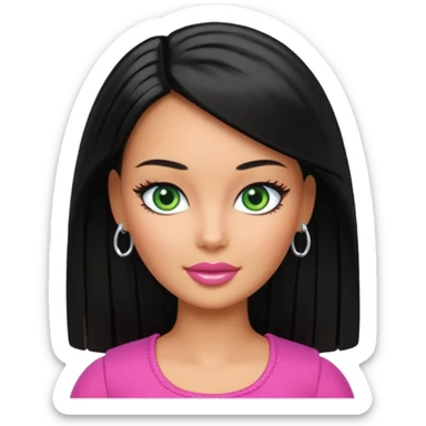 Barbie with olive skin, black straight hair and green eyes sticker