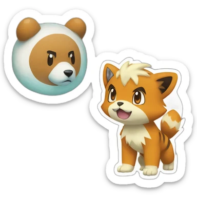 Pokemon growlithe and oshawott sticker