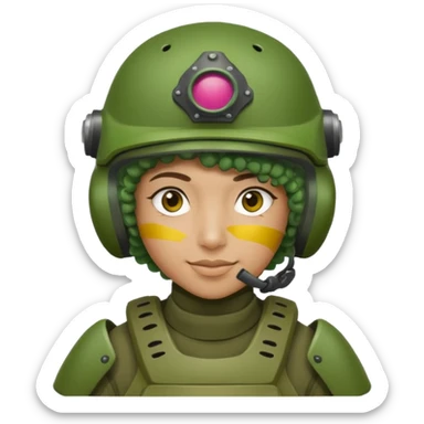 green curly haired painitball player with bi  sticker