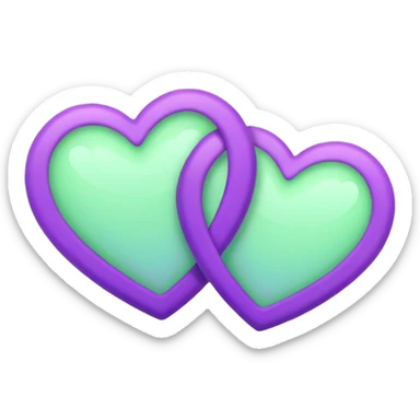 Two-hearts-coloured-light-pastel-shade green color and purple sticker