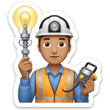 Am man Electricity power employer at work with a light sticker