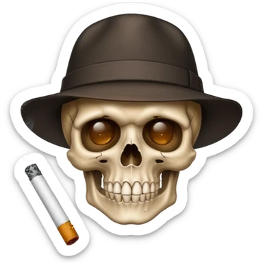 Skull , hat , cigarette  sticker