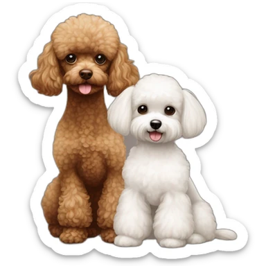 Brown toy poodle next to white Maltese sticker