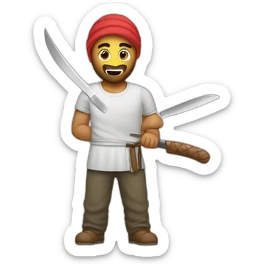 Rahim  avec un couteau sticker