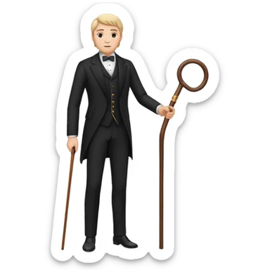 elegant 19th century man wearing a top hat, full body, standing, front view sticker