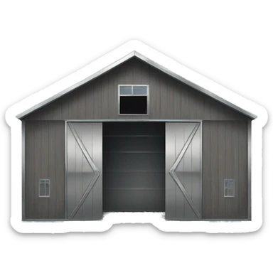 Metal barn with open doors and windows sticker
