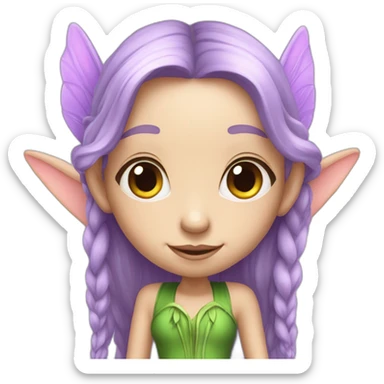 cute lilac elf fairy with long hair sticker