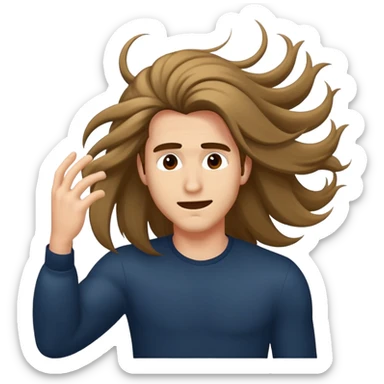 Man with long hair doing dramatic hair flip sticker