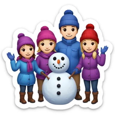 people making a snowman sticker