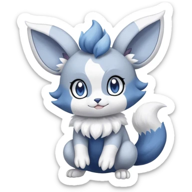 Minccino-Espurr-Meowstic-creature-hybrid, full body  sticker