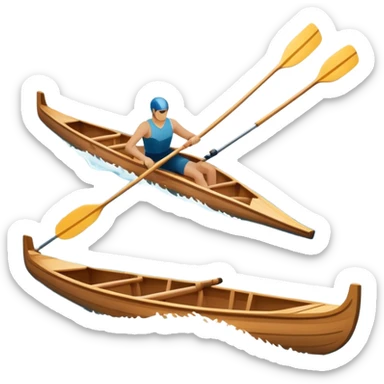 An icon showing a close-up of crossed oars, a sleek racing shell, and rippling water, symbolizing rowing. The design includes droplets in motion and a streamlined boat tip cutting through waves. Transparent background emphasizes strength, precision, and the spirit of competitive rowing sticker