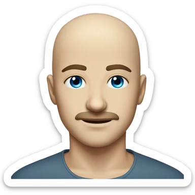 Young guy from poland with Blue eyes, a bald and a mustach sticker