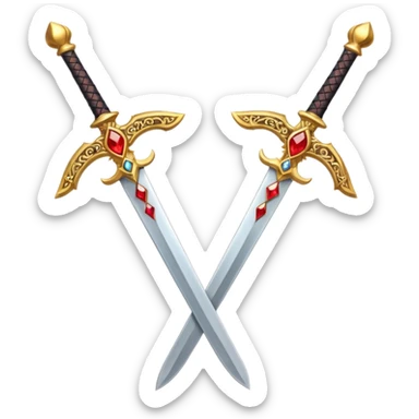 Two Golden royal swords with red gems sticker