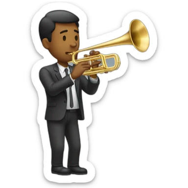 Man blowing a trombone sticker