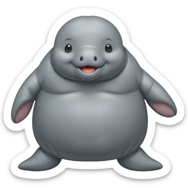 Manatee cute and fat emoji whole body sticker