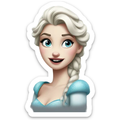 Psy-ops Elsa in Uncle Scrooge style, oil paint, mysterious eyes, intricate lips, masterpiece portrait, beautiful, desirable, logical sticker