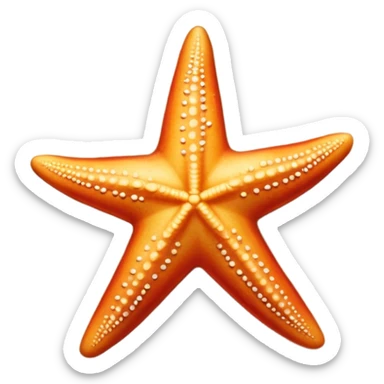 starfish on sandy beach, top-down view, apple emoji style, alternate version sticker