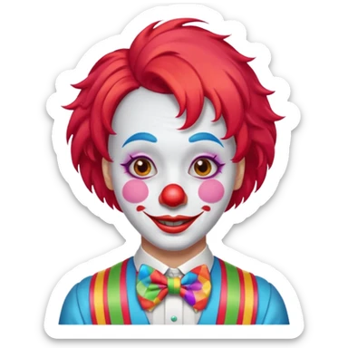 Clown – Bright makeup, red nose, colorful wig, exaggerated smile sticker