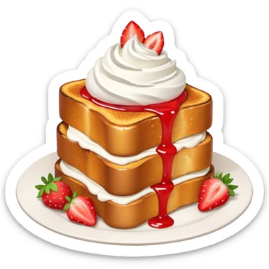 French toast with strawberry on top and whipped cream sticker